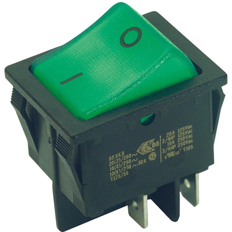 Bachmann Wippenschalter Serie 3652, De Interruptor, Bel., 2polos, Negro Grn