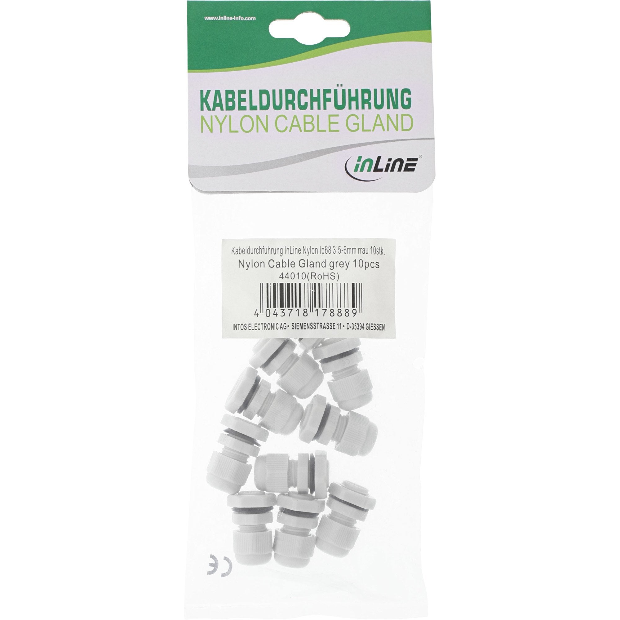 Prensaestopas Inline Nylon Ip68 3.5 - 6mm Gris