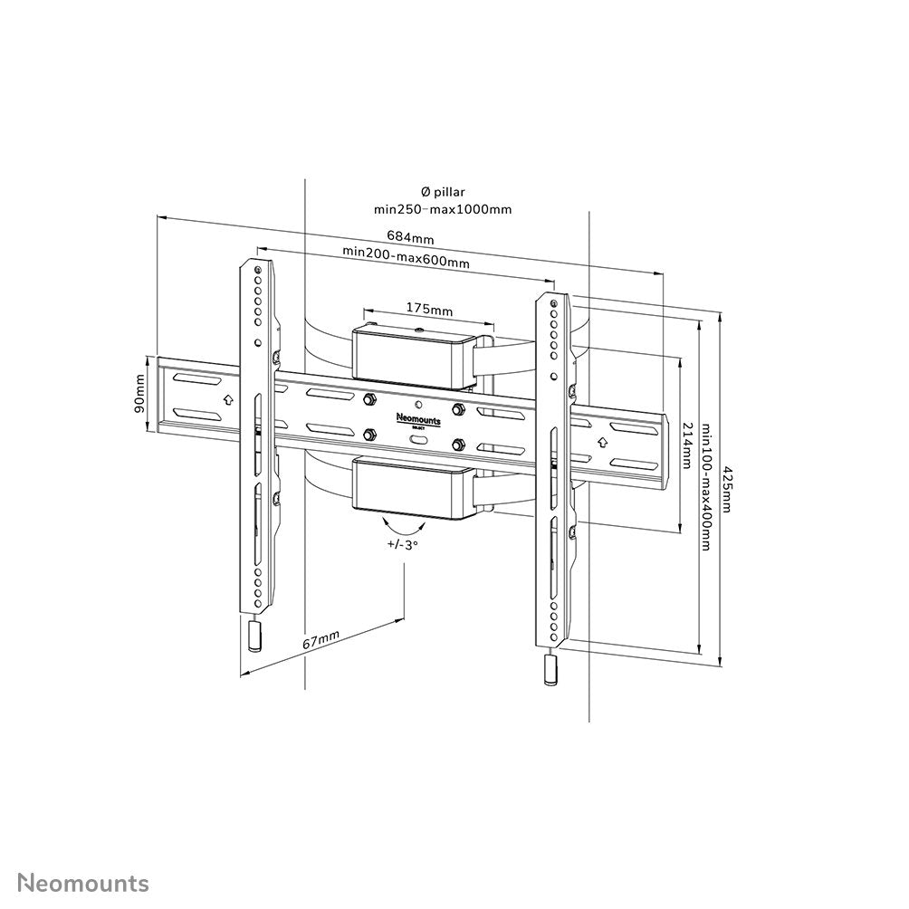 Neomounts By Newstar Select Neomounts Soporte De Tv Para Columna 40"-75" 1tft Negro Max.50kg