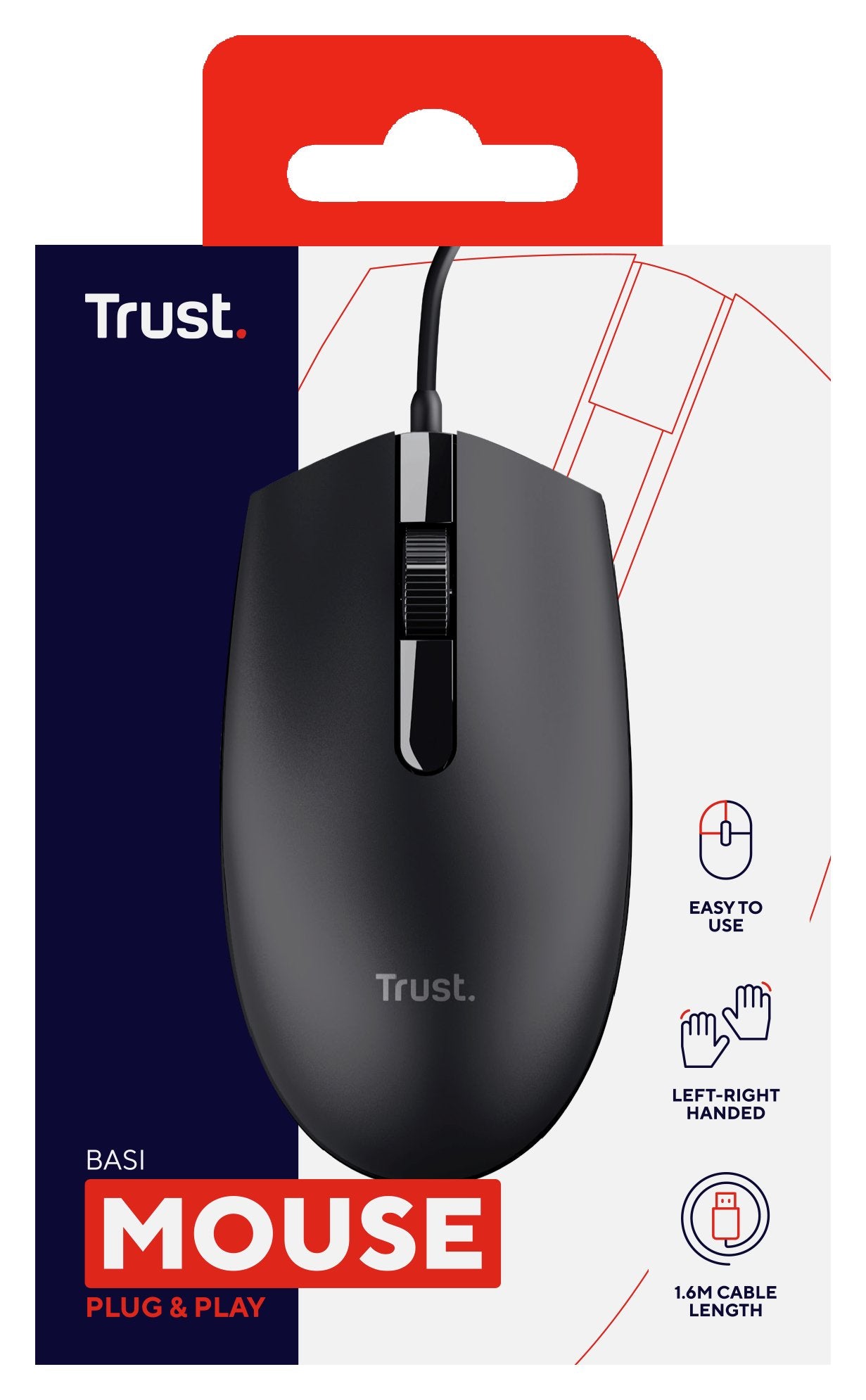 EAN 8713439242713 - Trust Basi ratón Oficina Ambidextro USB tipo A Óptico 1200 DPI imagen 4