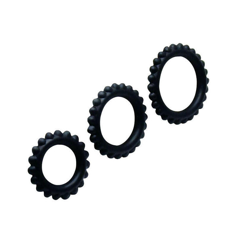 Baile - Titan Set 3 Pcs Cock Ring Black 2.8 + 2.4 + 1.9 Cm