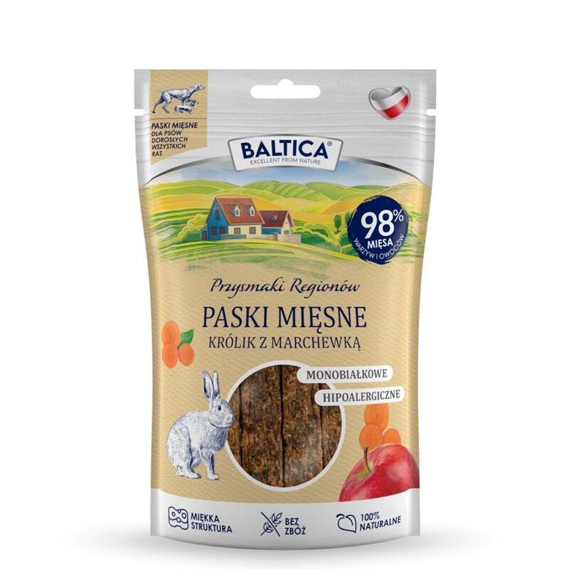 Baltica Przysmaki Regionów Tiras De Carne Conejo Con Zanahoria Premio Para Perros 90 G