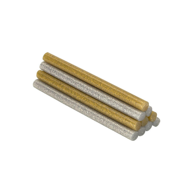 Barra De Cola Termofusible Para Decoración Purpurina Dorado+Plateado, Ø8 X 120 Mm. Blister 20 Uds