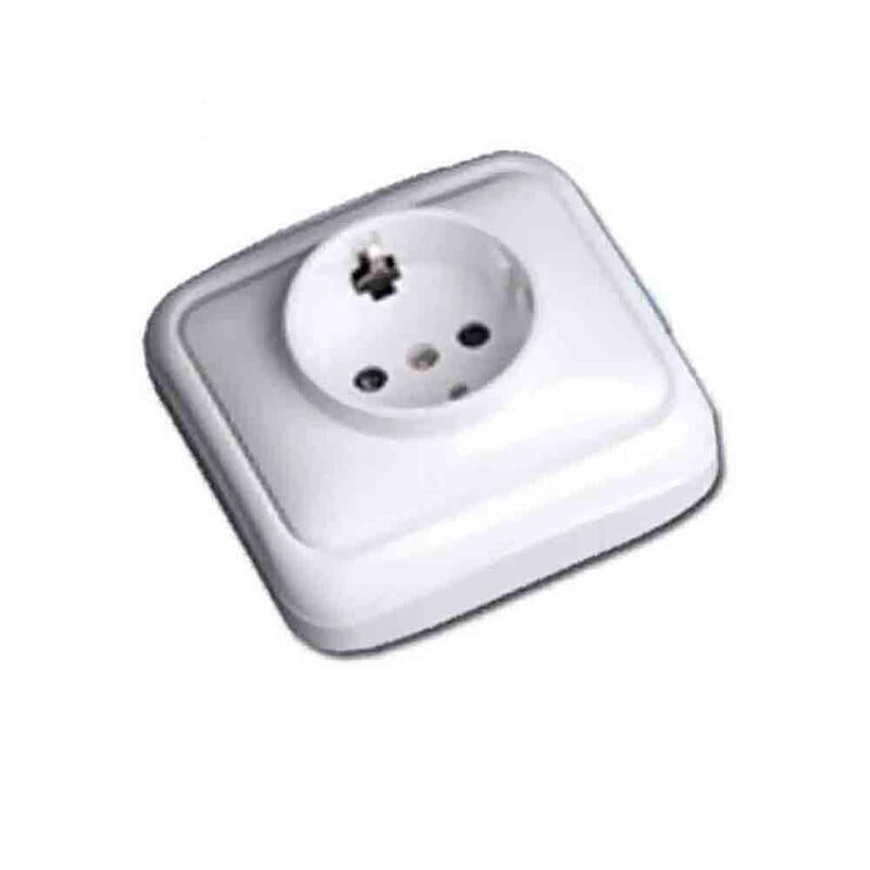 Base 2p+T Tipo F T/Tl Superficie "Serie Spa" (Bolsa Blister) Blanco