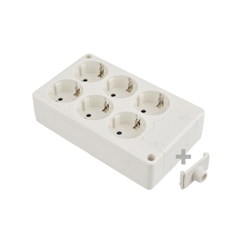 Base Bipolar 6 Tomas T/Tl 10/16a 250v Rectangular Color Blanco Solera 8106