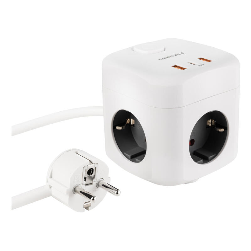 Base De Enchufe Con 3 Usb Con Interruptor, Blanco