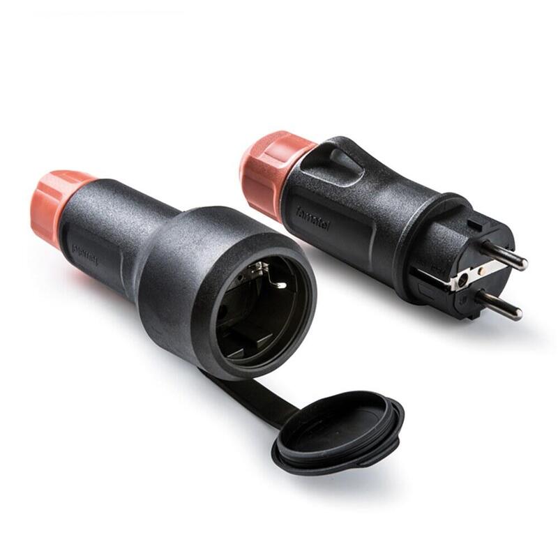 Base Móvil Con Tapa De Goma Y Clavija Schuko 2p+T 16a 250 V, Ip54, Negra, Máx. 1,5 X 2,5 Mm²