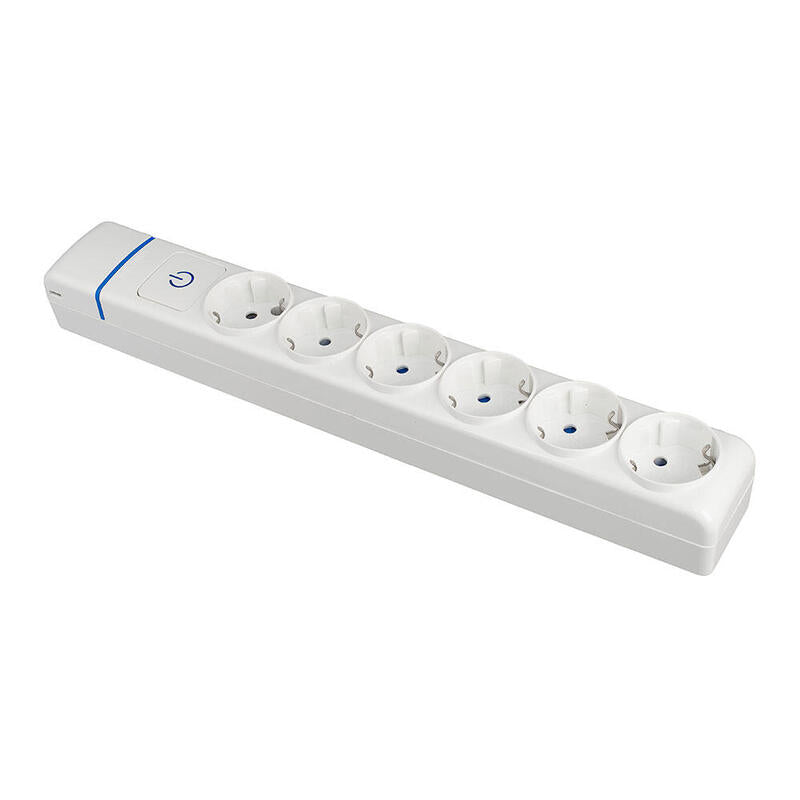 Base Múltiple De 6 Tomas 2p+T, 16a 250v. Con Interruptor Luminoso. 8006pil Solera