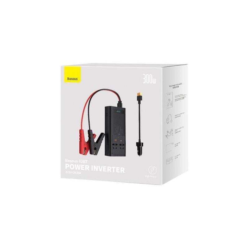 Baseus 300w Inversor De Coche 220 V, Cn/Ue (Negro)