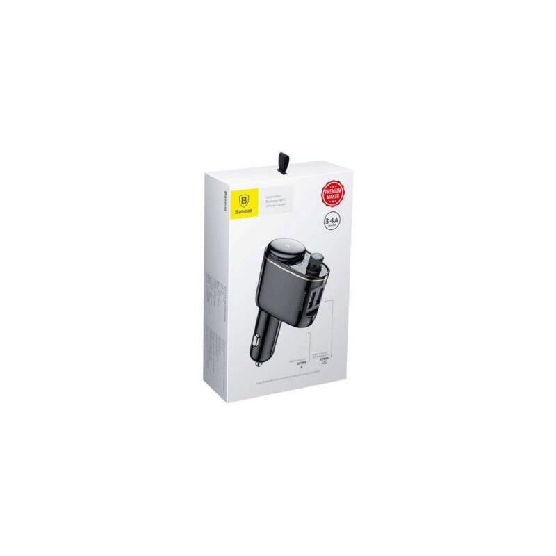 Baseus Car Charger Bluetooth Fm Transmitter S-06, Bt. 4.2, Usb-A, Black (Cchc000001)