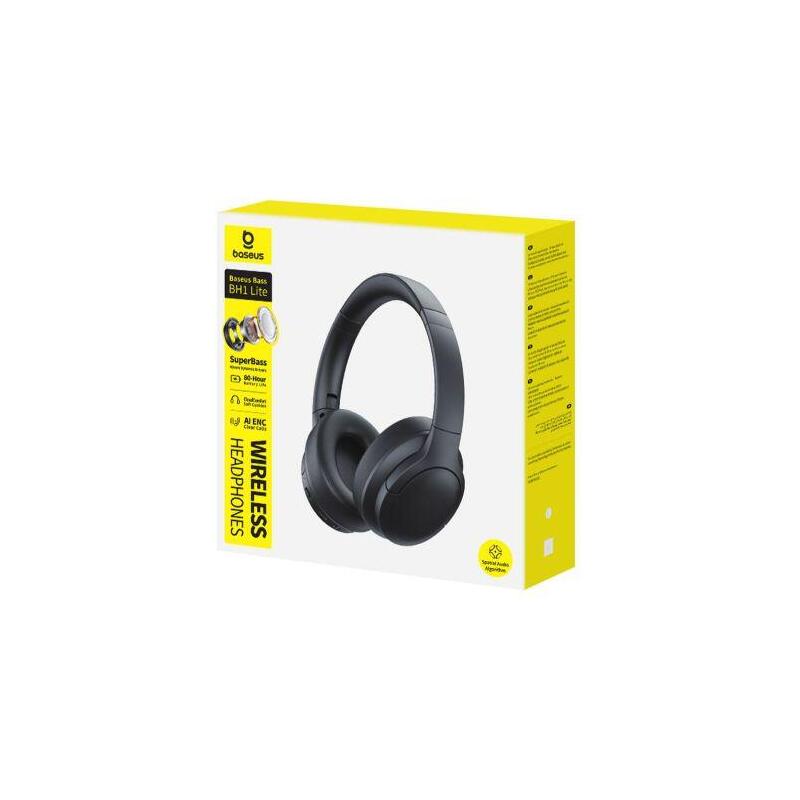 Baseus Earphone Bluetooth Bh1 Lite Wireless Headphones, Bt 6.0, Black (A0203c00)