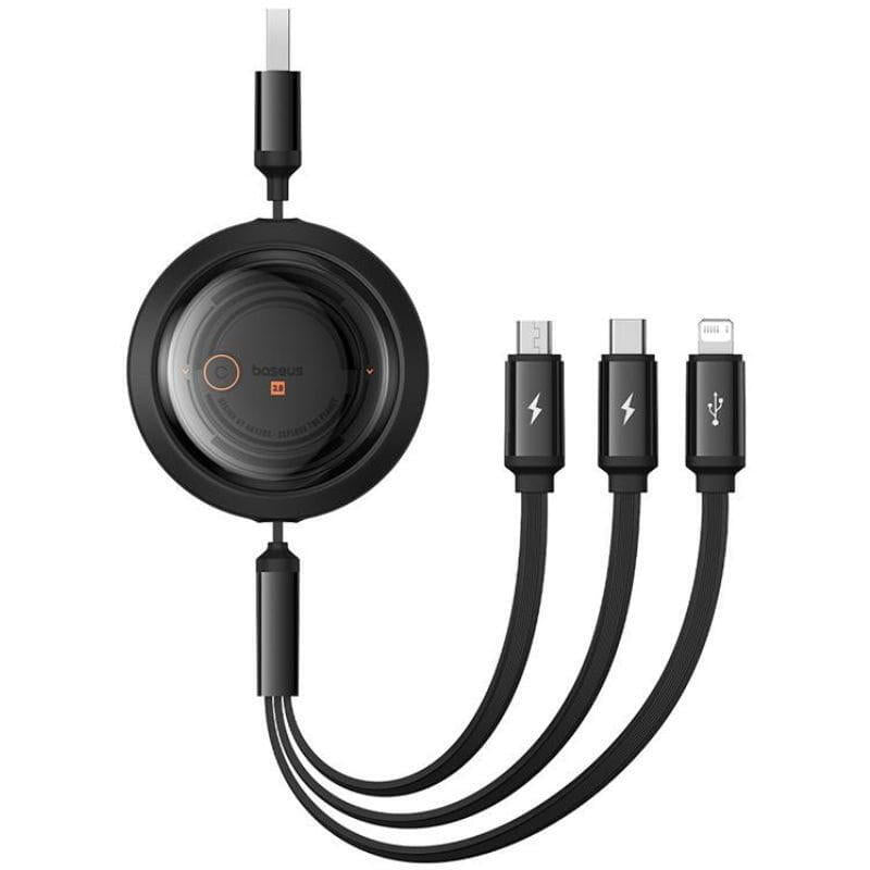 Baseus Free2draw Negro - Cable Usb- A 3 En 1 Usb-C/Lightning/Micro 1,1m