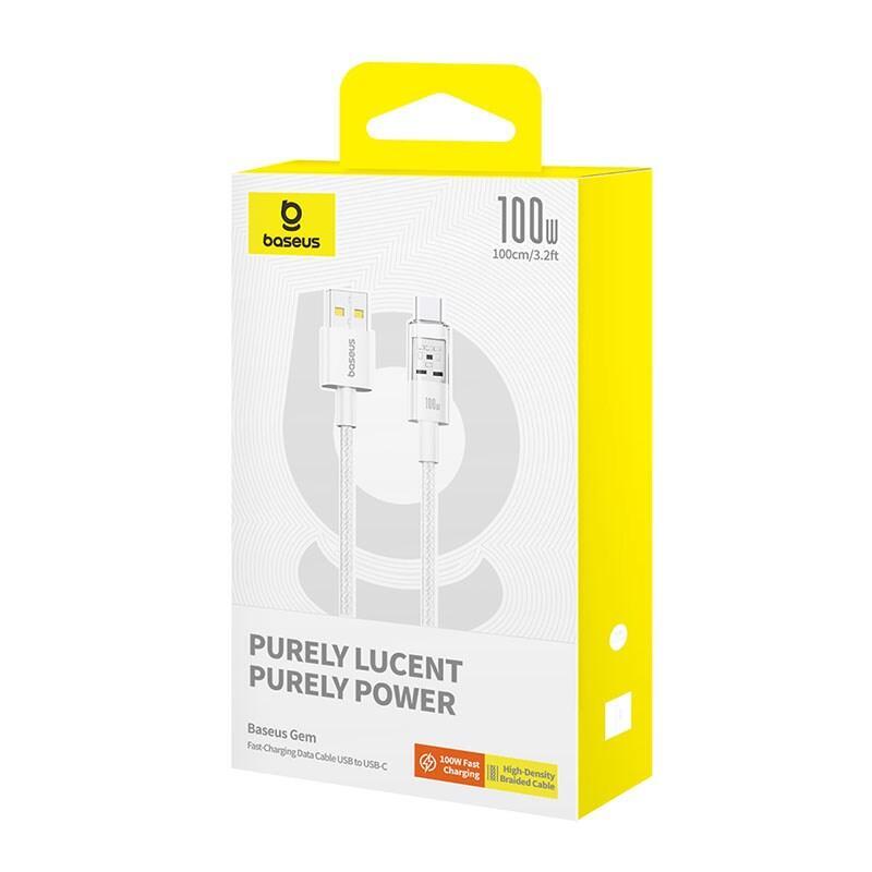 Baseus Gem Cable De Carga Rápida Usb A A Usb C 1 M 100 W Blanco