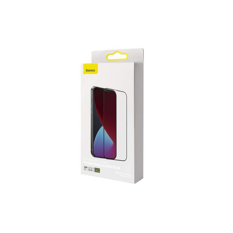Baseus Iphone 12 Mini 0.25 Mm Full-Screen Full-Glass Tempered Glass (2pcs) Black (Sgapiph54n-Kc01)
