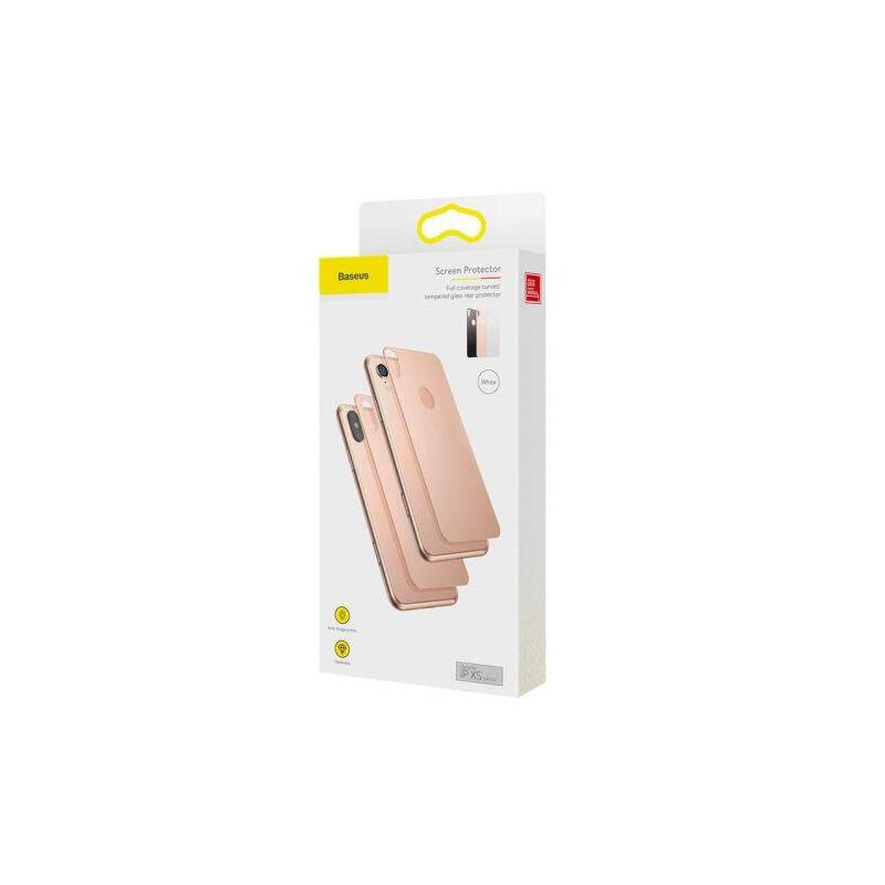 Baseus Iphone Xs 0.3 Mm Full Coverage Curved T-Glass Rear Protector Gold (Sgapiph58-Bm0v)