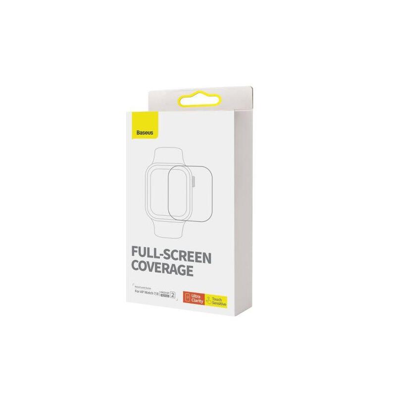 Baseus Iwatch 0,2 Mm, Nanocrystal Protective Film For Apple Watch 7/8/9, 41mm (2pcs) With Mounting Kit, Transparent (P6001510b201-02)
