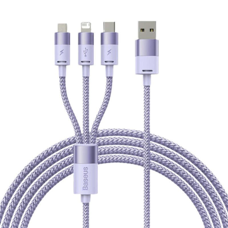 Cable Baseus Starspeed Series Púrpura Usb 3 En 1 Usb-C/Micro/Lightning