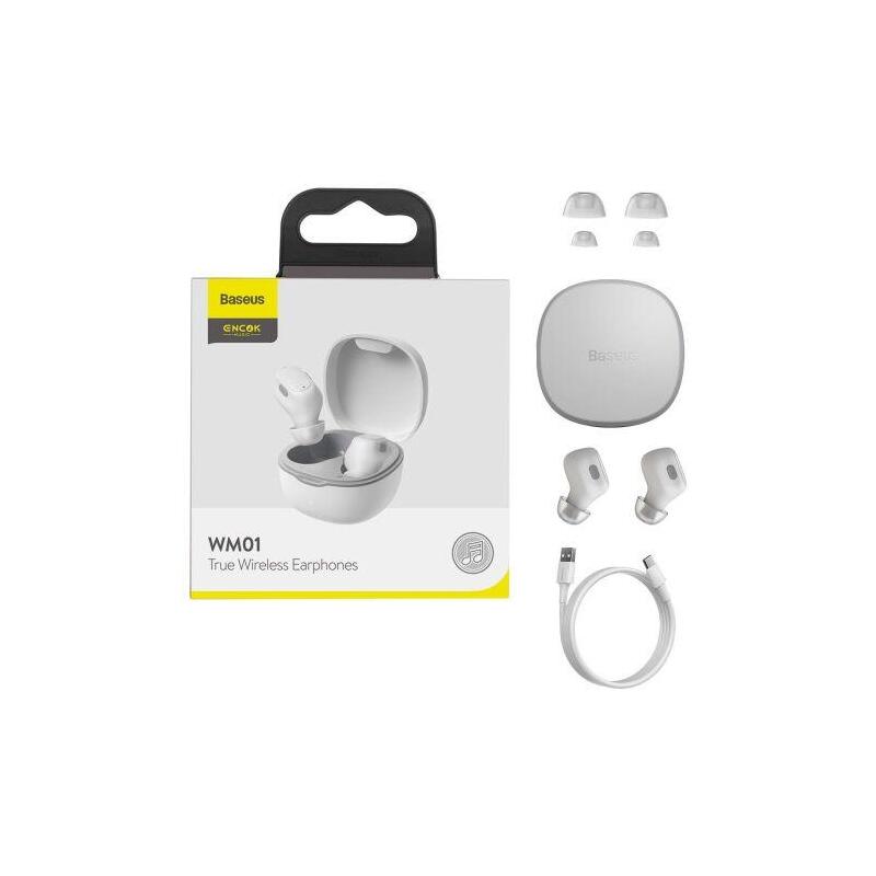 Baseus Encok Wm01 Auriculares Inalámbrico In-Ear Llamadas/Música/Deporte/Uso Diario Bluetooth Blanco