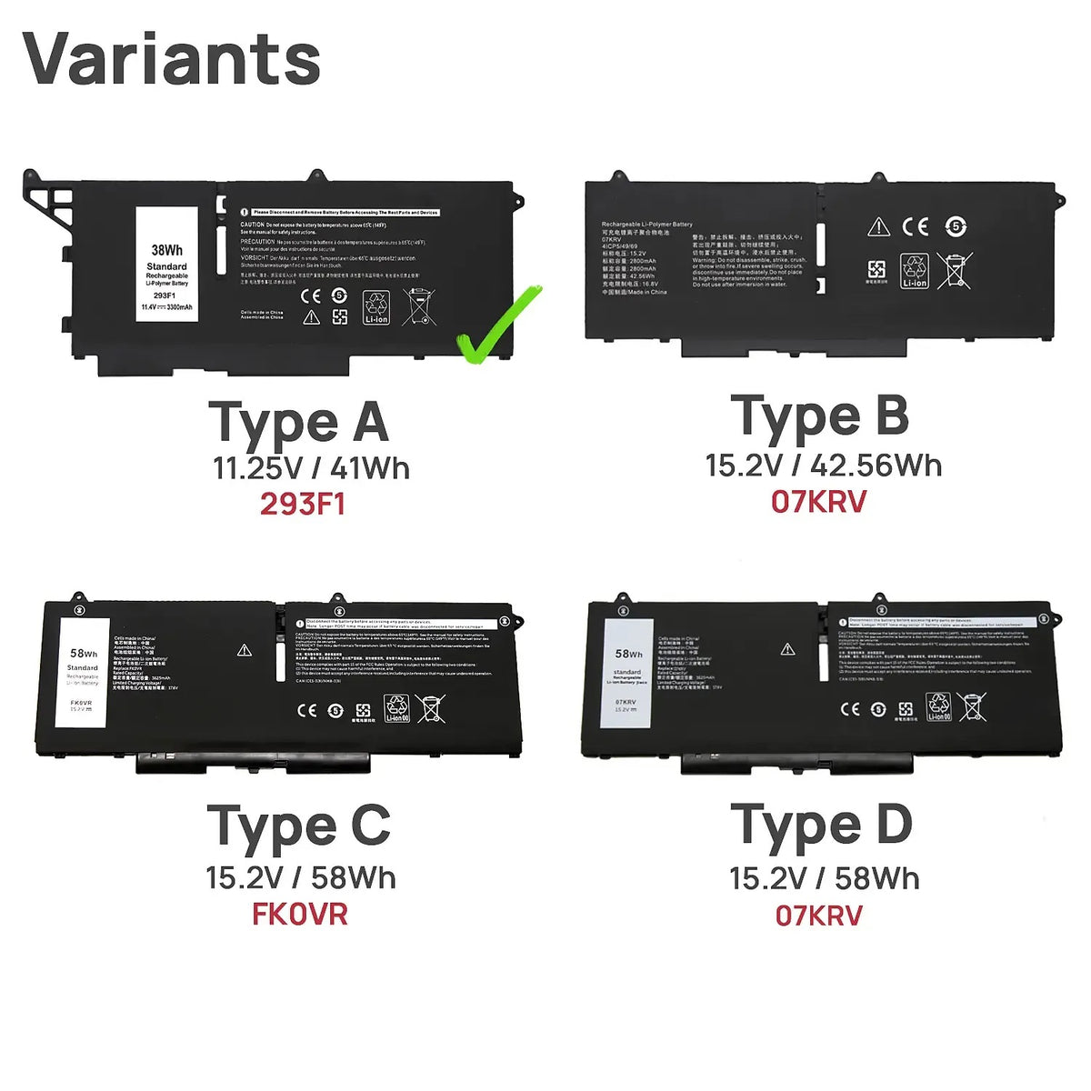 Batería 293F1 Para Portátil Dell Latitude 13 7330 Rugged Extreme Series M69D0 8Wrcr 01Vx5