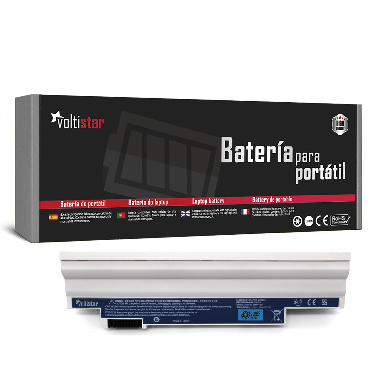 Bateria Blanca De Alta Capacidad Para Portátil Acer Aspire One Gateway Lt23 Acer Chromebook