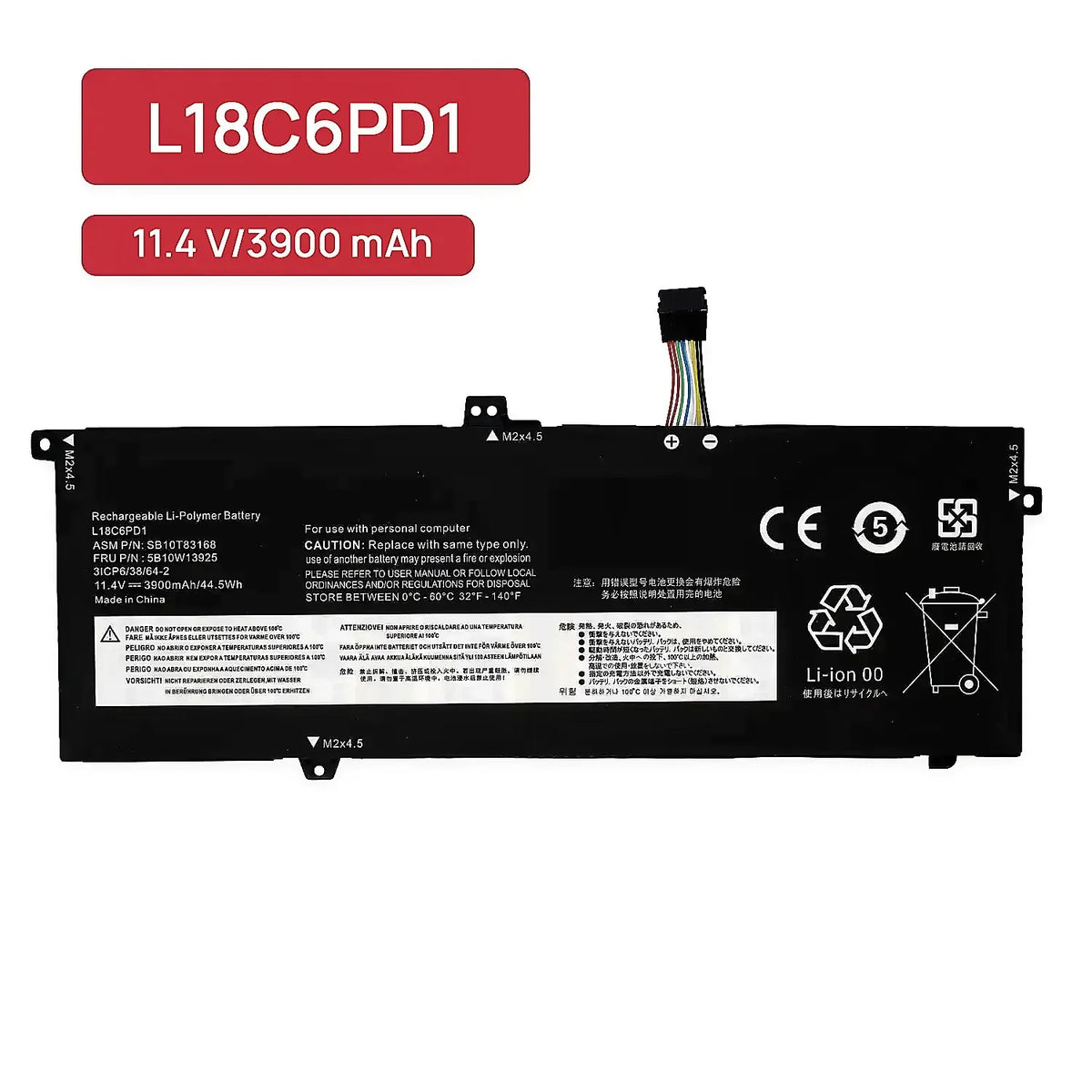 Batería Para Portátil Lenovo Thinkpad X13 X390 X395 Series 11.4V 3900Mah
