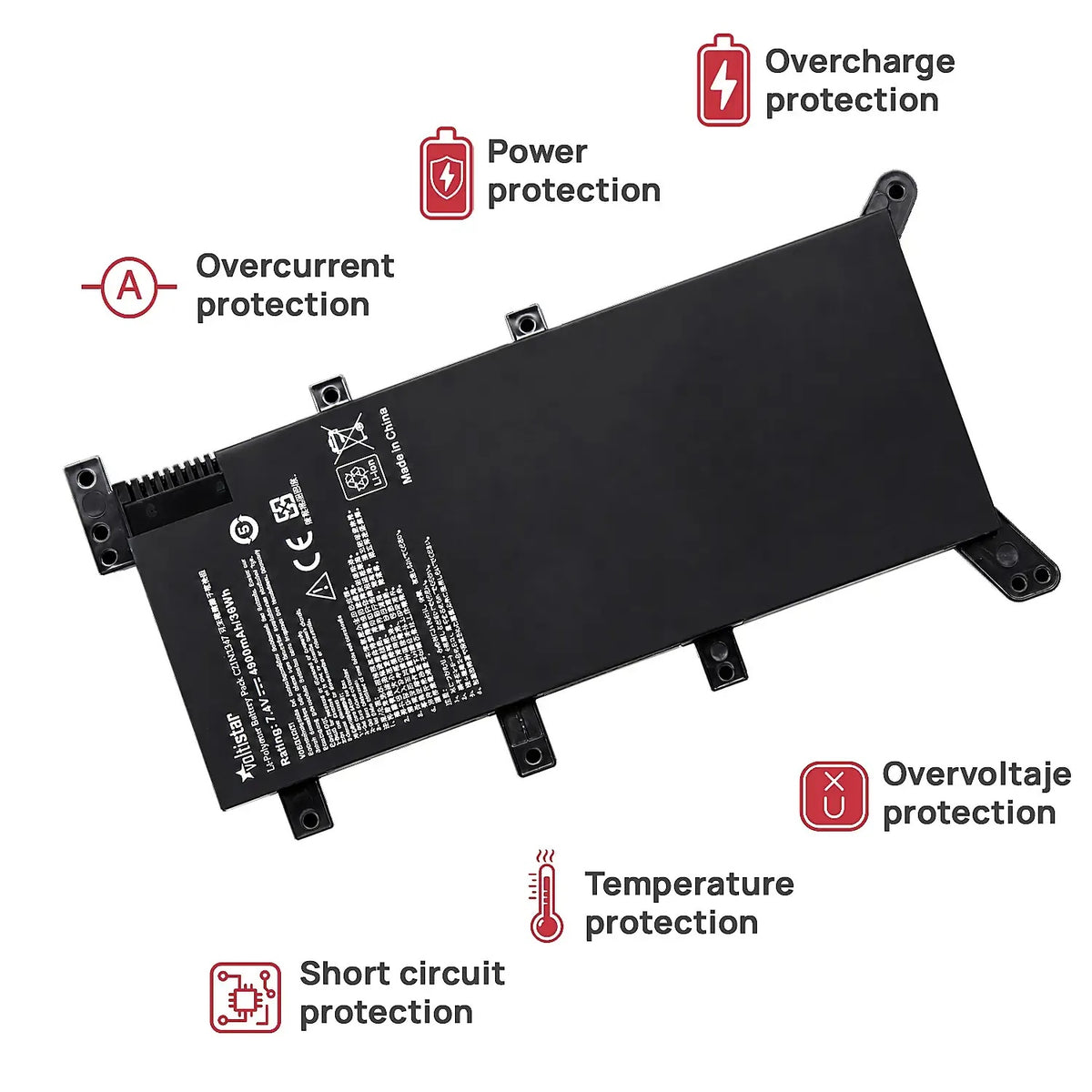 Batería Para Portátil Asus C21N1347 2Icp4/63/134 7.6V 38Wh