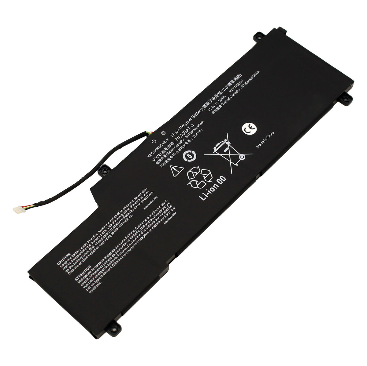 Batería Para Portátil Clevo Nl55Au Nl50Gu Nl50G1 Nl50Ru Nl40Pu2 Nl40Gu Nl40Bat-4 15.2V 3175Mah 49Wh
