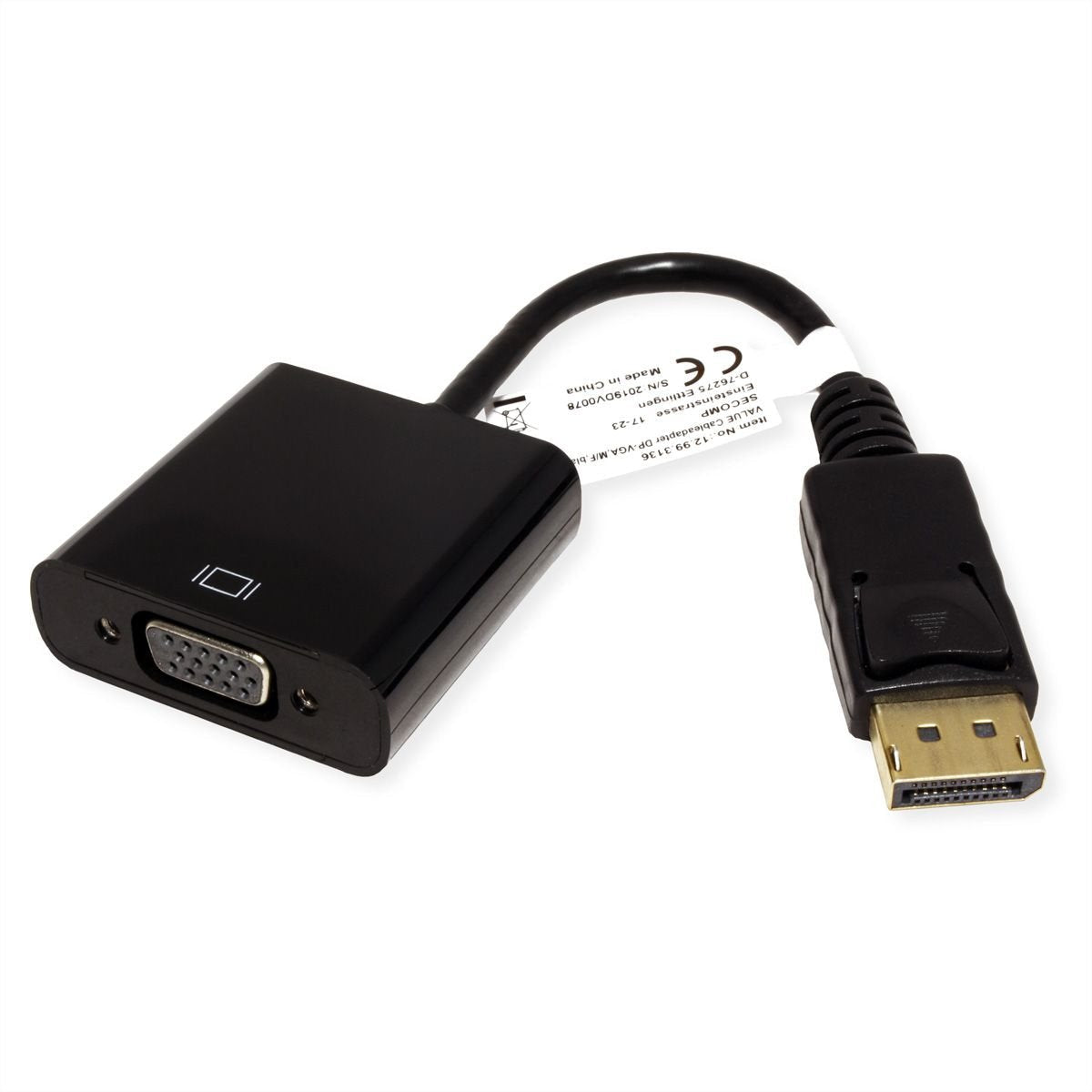 EAN 7630049610279 - VALUE 12.99.3136 adaptador de cable de vídeo 0,2 m VGA (D-Sub) DisplayPort Negro imagen 3