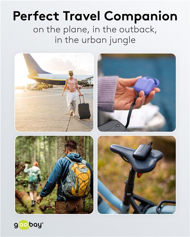 Goobay Powerbank 10.000 Mah, Integriertes Usb-C Cable 13cm, 20 Watt (Negro, 10 Ah, 1x Usb-A, 2x Usb-C, Pd, Qc) 76251