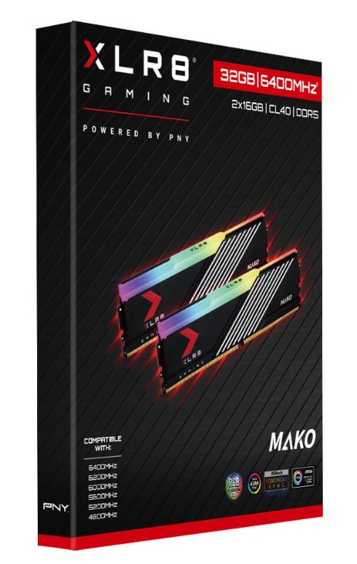Memoria Ddr5 32gb 6400mhz Pny Epic-X Rgb Mako Rgb Cl40 1.4v Kit 2x16gb