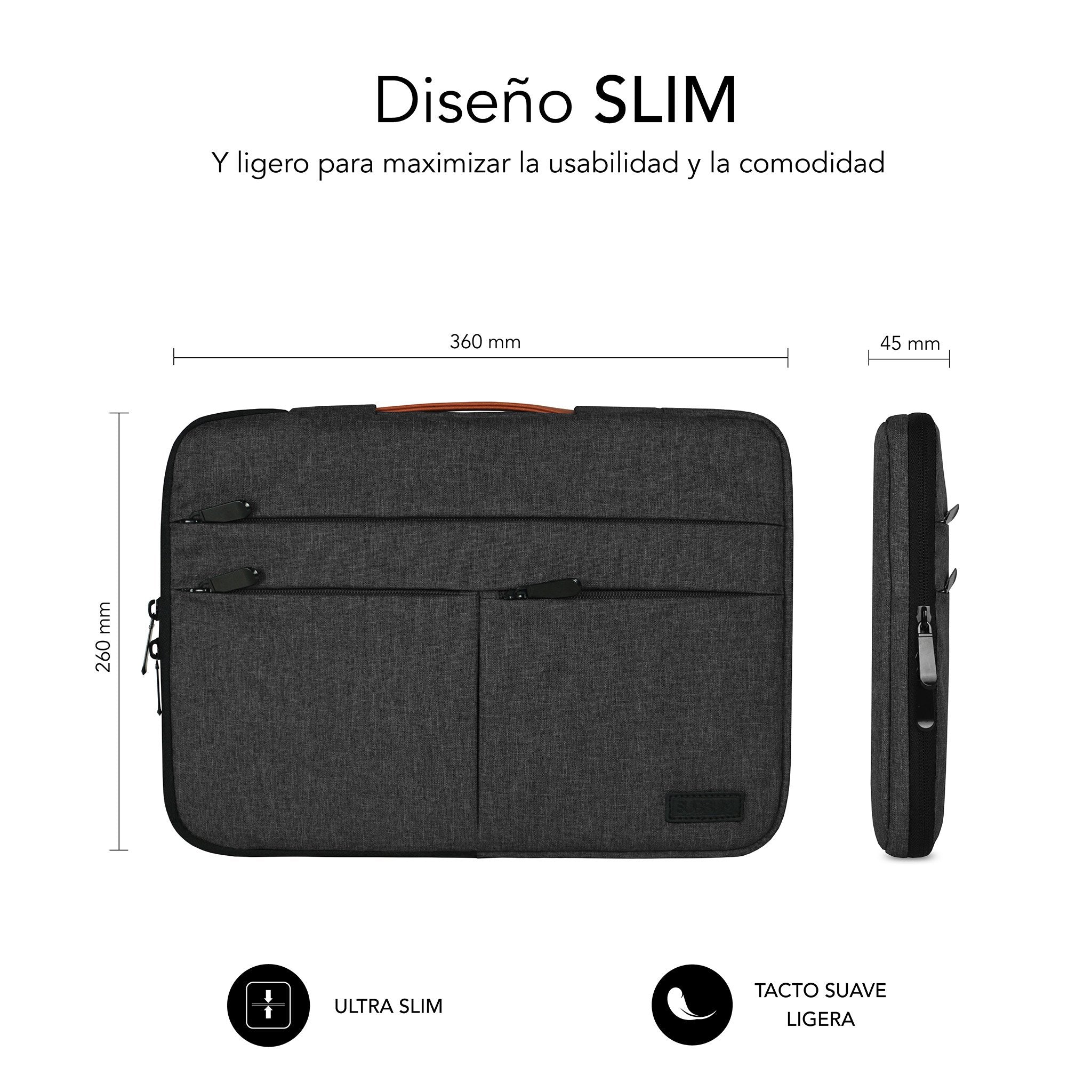 Funda Subblim Air Padding 360 Sleeve Para Portátiles Hasta 14' Gris Oscuro