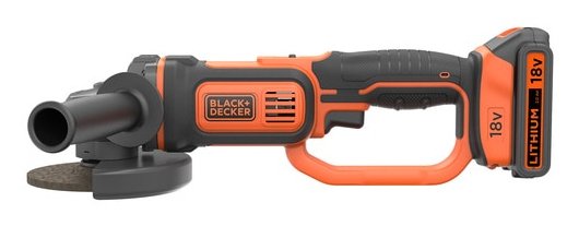 Amoladora Angular Inalámbrica Black+Decker Bcg720m1, 18 Voltios Negro/Naranja, Batería Li-Ion 4ah Bcg720m1-Qw
