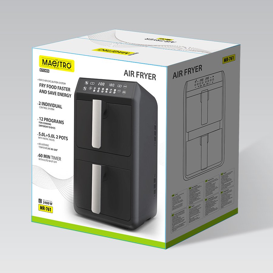 EAN 4897144673353 - Maestro MR-761 freidora Doble 10 L Independiente 2400 W Freidora de aire caliente Negro imagen 7