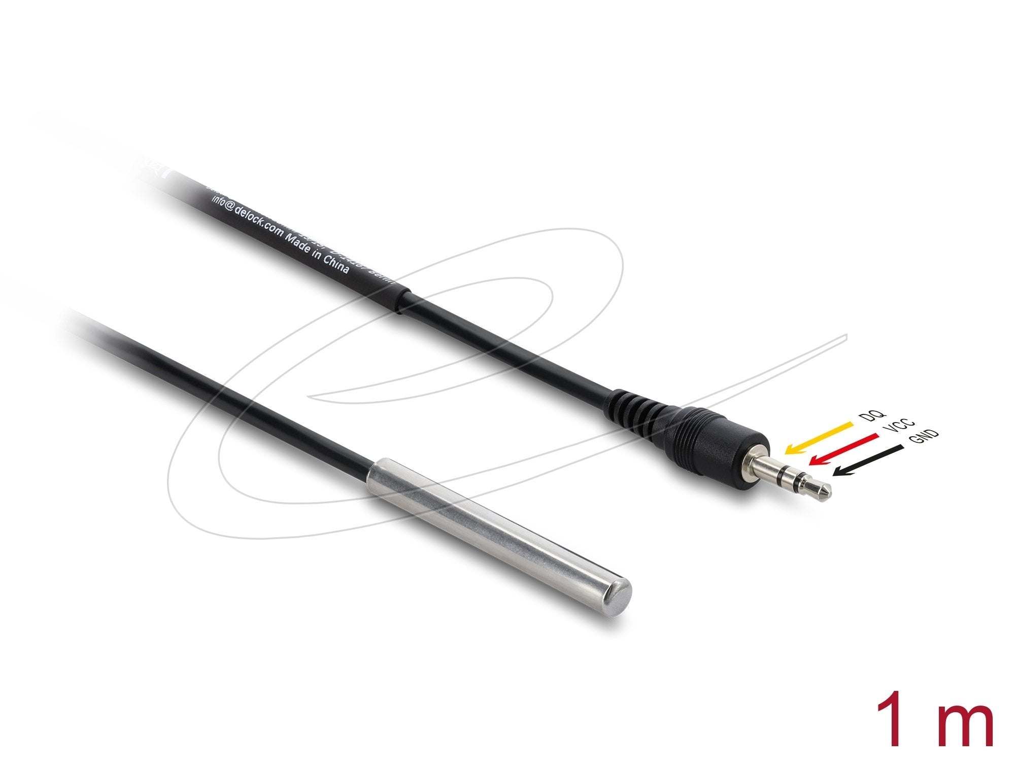 Delock Temperaturfühler-Cable Mit 3,5 Mm 3 Pin Klinkenstecker Ds18b20 1 M