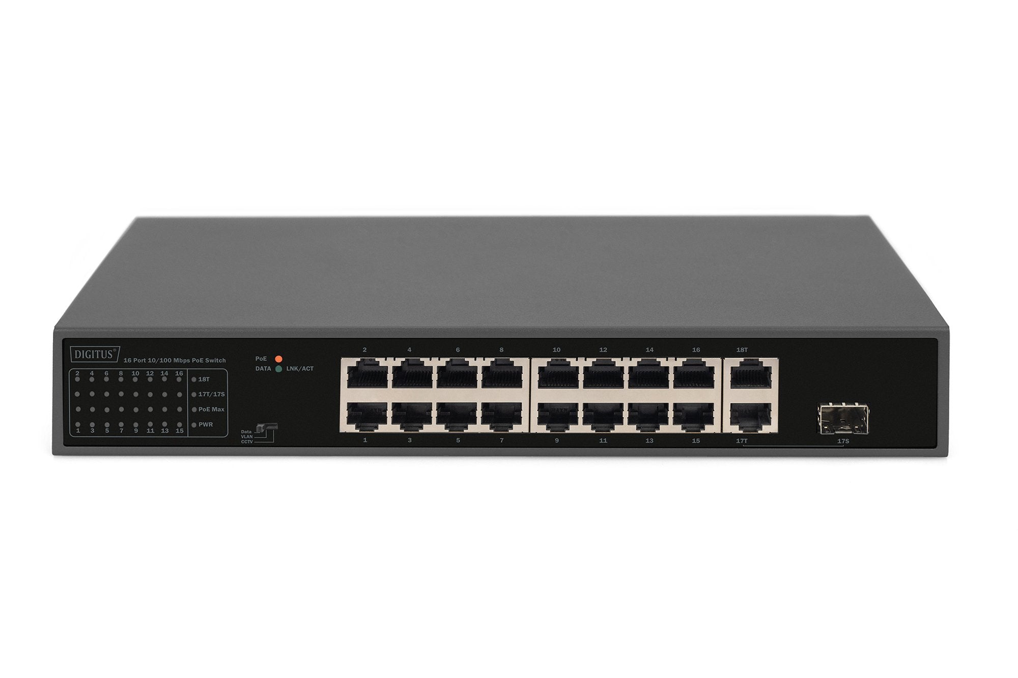 Switch Digitus Fe Poe De 16 Puertos, 2 Ge Uplink (Sfp/Rj45)