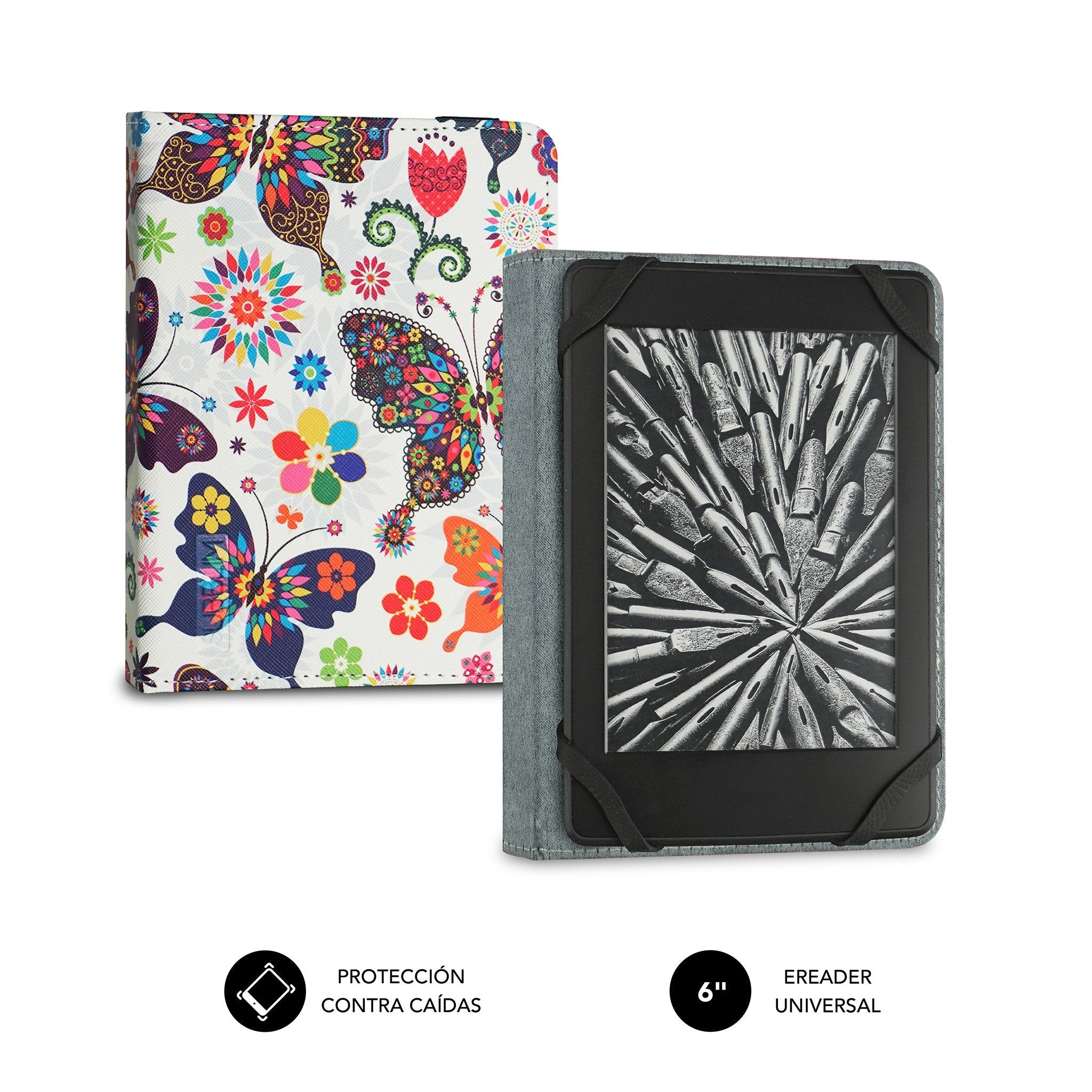 Funda Para Libro Electrónico Subblim 1ec010 Clever Ebook Case 6' Mariposas