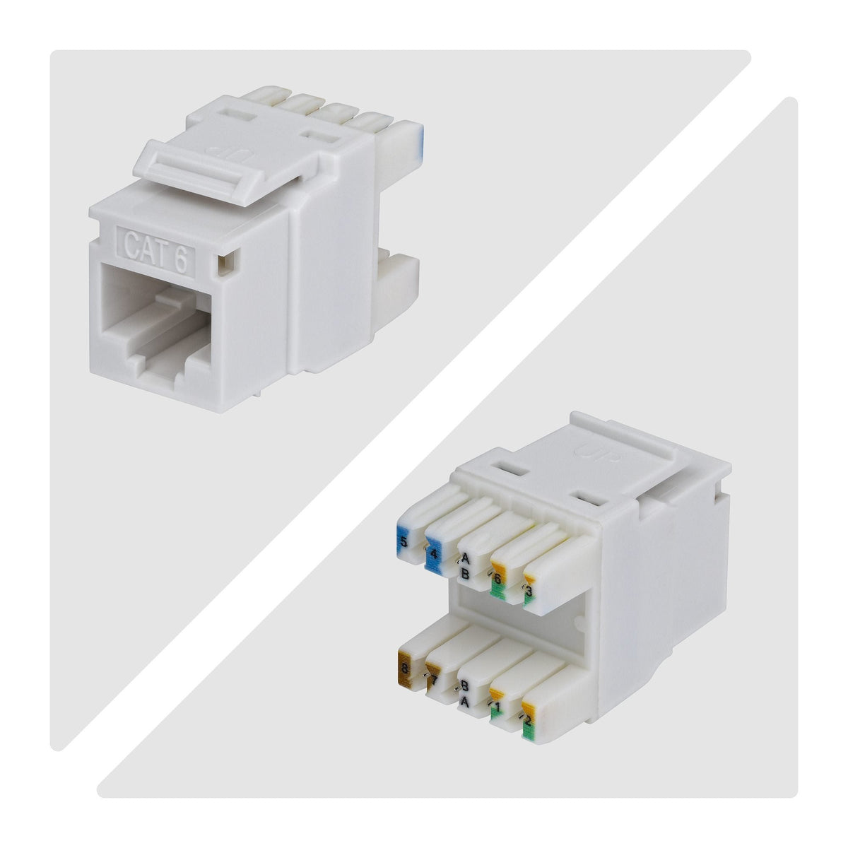 Startech.Com Cat6 Keystone Jack Módulo, Pack De 24 Rj45 Ethernet Keystone Conector Hembra, Utp Cat6 Wandbuchse, 180 Grad 110 Punch Down Conector Hembra, Blanco, Plano, Blanco, Rj-45, Conector Hembra, Conector Hembra, 10gbase-T
