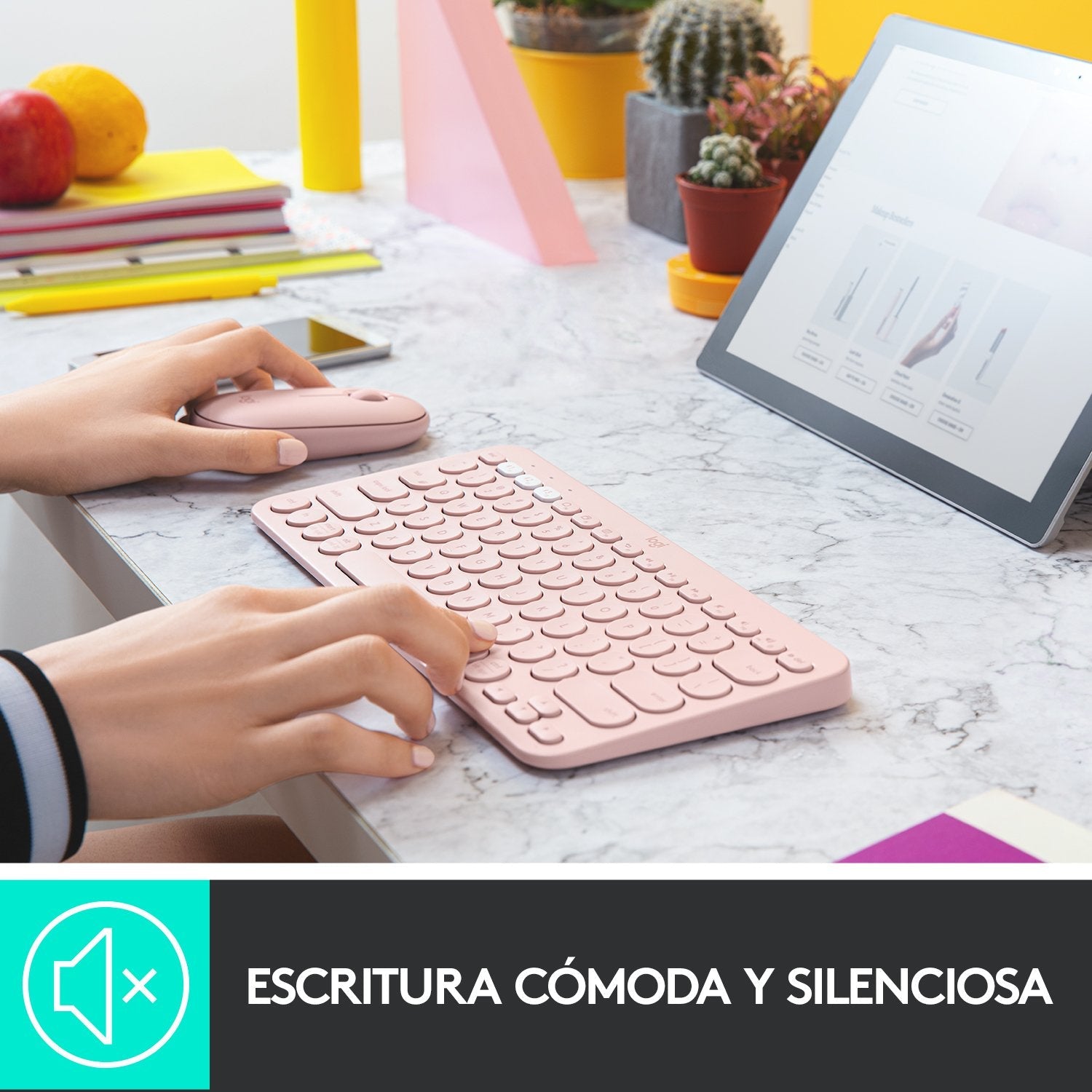 Teclado Español Logitech K380 Multi-Device Bluetooth Qwerty Rosa 920-009587