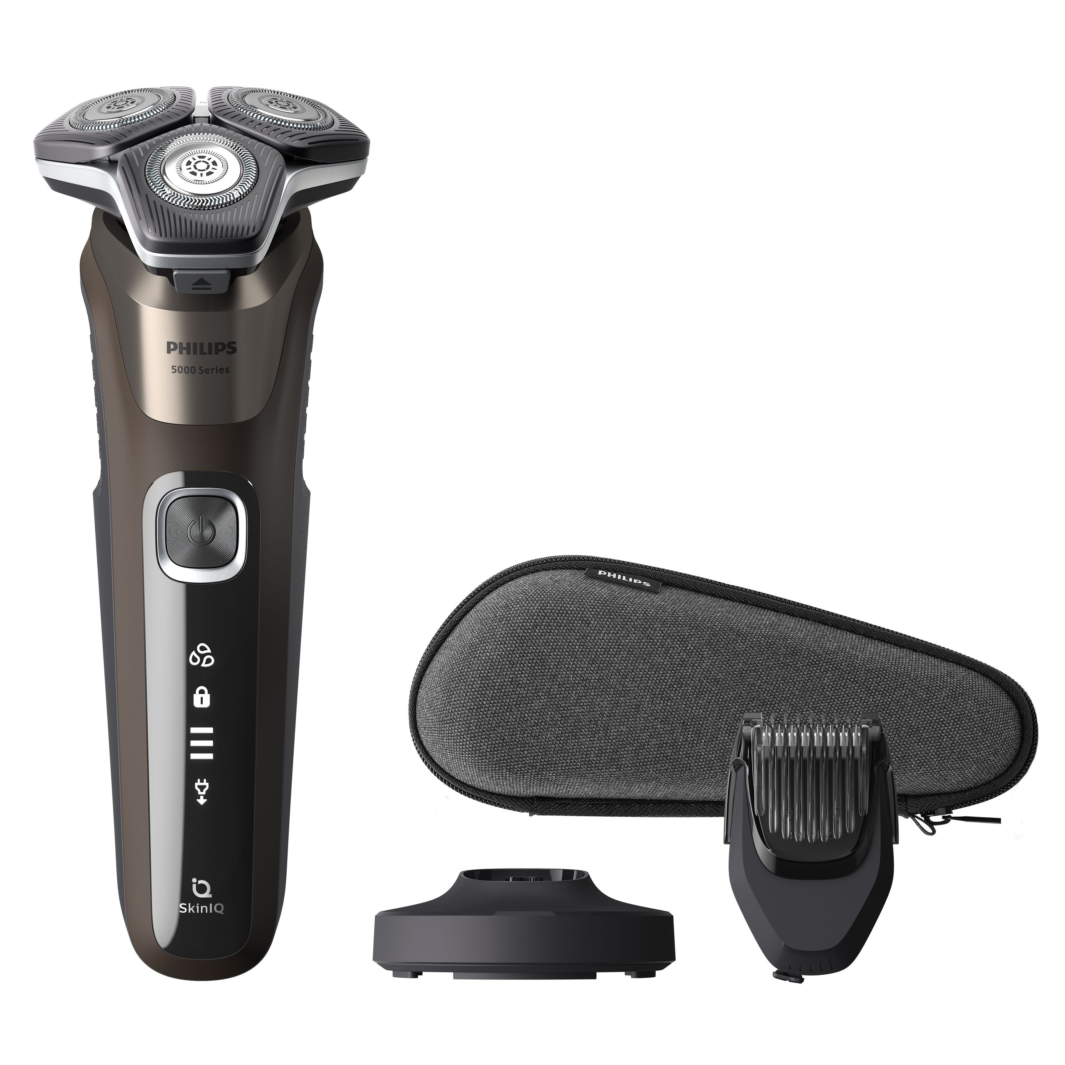 EAN 8720689008600 - Philips SHAVER Series 5000 S5886/38 afeitadora Máquina de afeitar de rotación Recortadora Negro, Marrón imagen 1