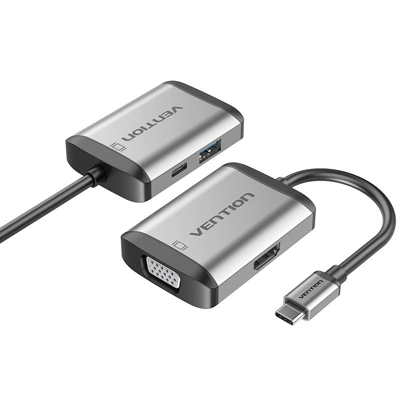 Conversor Vention Tfahb 1xusb 1xhdmi 1xvga 1xusb Tipo-C Pd 15cm Gris