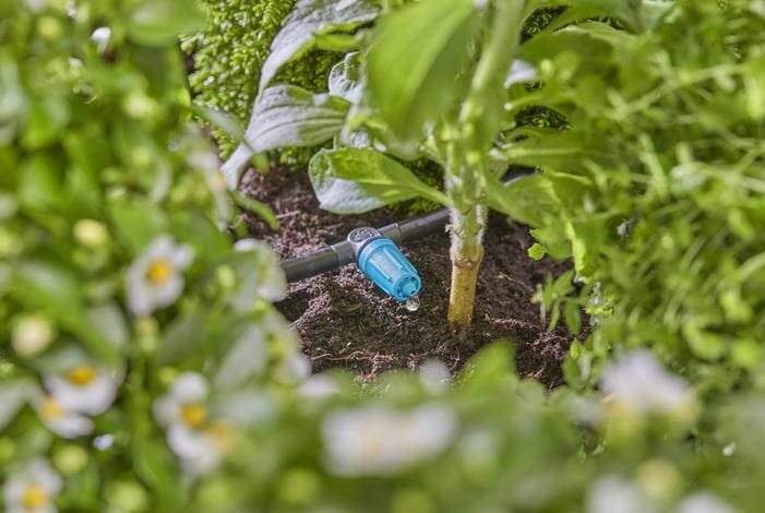 Gardena Micro-Drip-System Goteros En Línea Ajustables 0-15 L/H (Negro/Turquesa, 10 Piezas, Modelo 2023) 13315-20