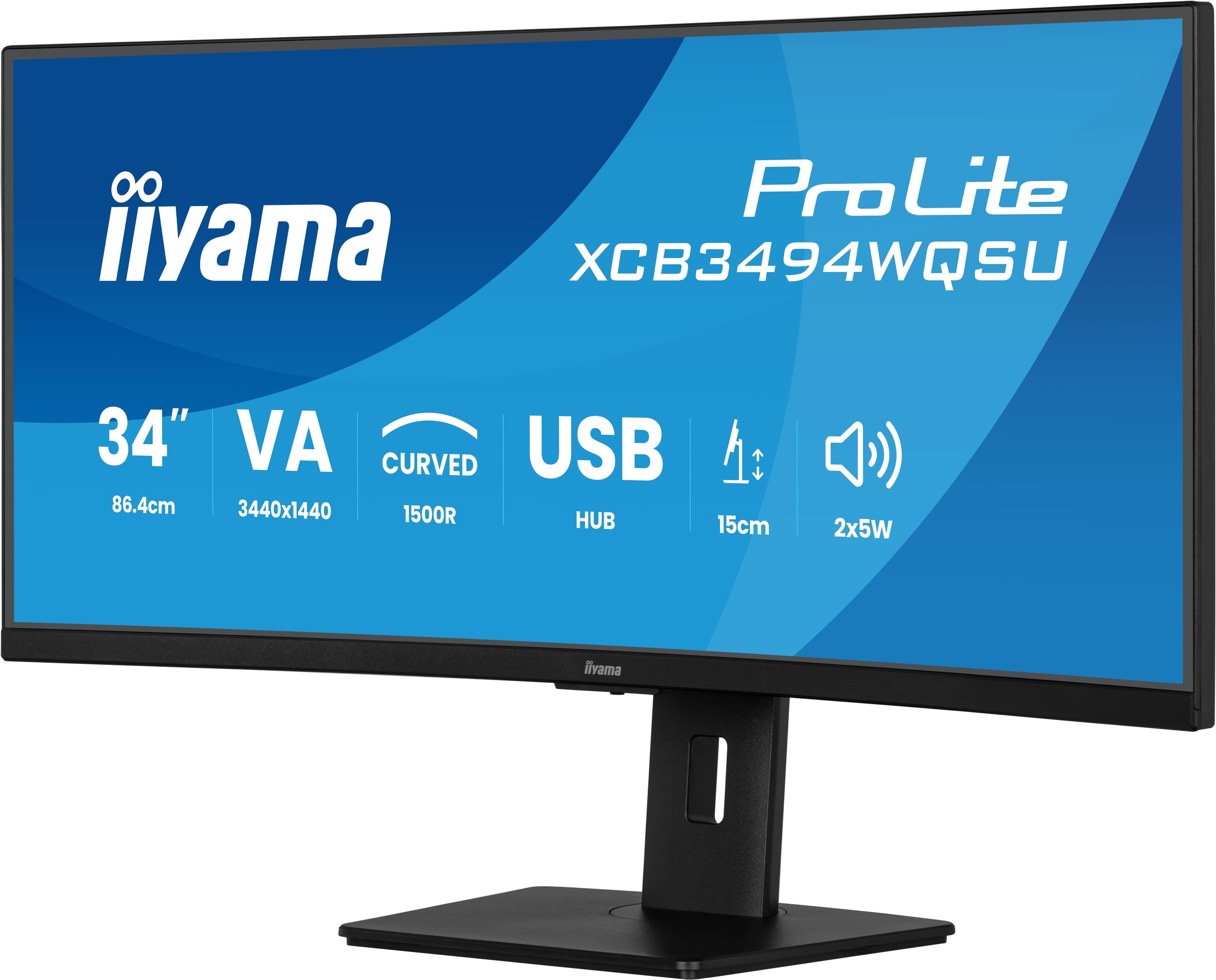 Monitor Iiyama Prolite Xcb3494wqsu-B1 Led 34 "Negro (Matt), Wqhd, Va, Curvado, Amd Freesync Premium, Panel De 120hz Xcb3494wqsu-B1