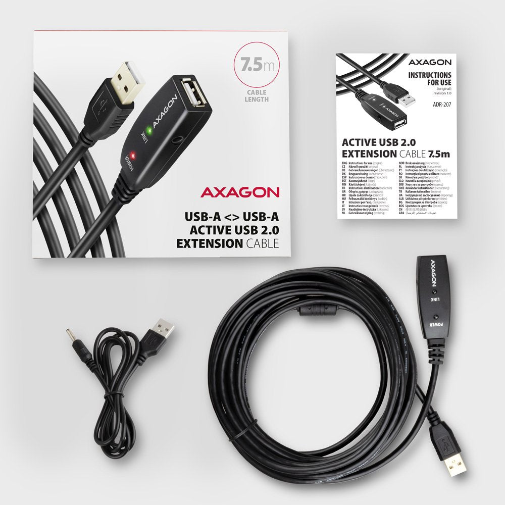 Adr-207 Usb 2.0 A-M -> A-F Aktywny Kabel Przedluzacz/Wzmacniacz 7.5m