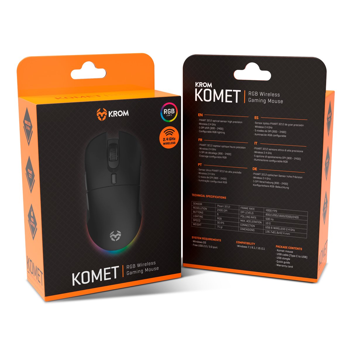 EAN 8436587974311 - Krom KOMET ratón Juego RF inalámbrico Óptico 2400 DPI imagen 14