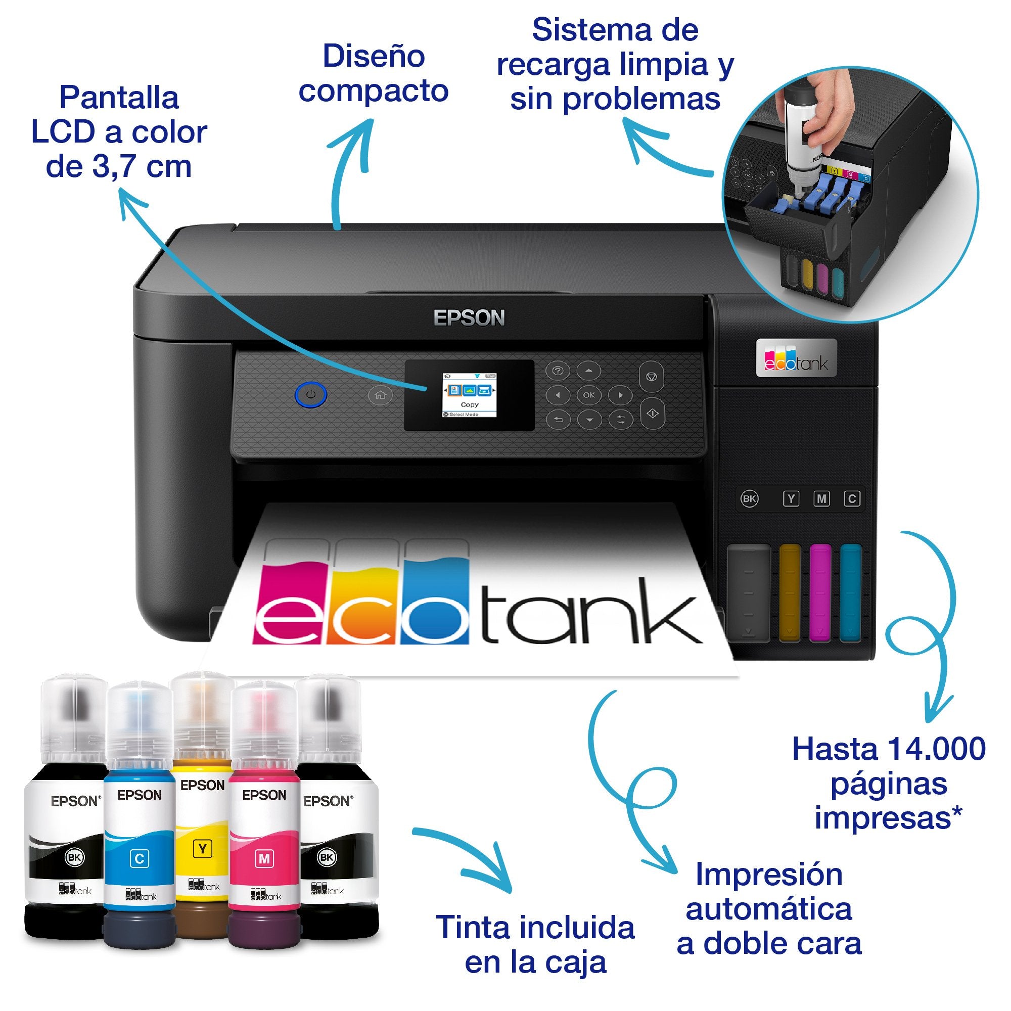 EAN 8715946686370 - Epson EcoTank ET-2850 Inyección de tinta 5760 x 1440 DPI 33 ppm Wifi imagen 20
