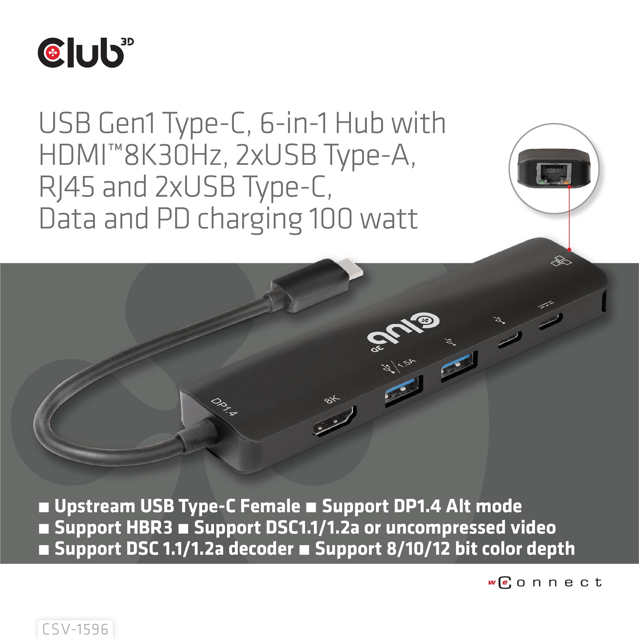 EAN 8719214472344 - CLUB3D CSV-1596 base para portátil y replicador de puertos USB 3.2 Gen 1 (3.1 Gen 1) Type-C Negro imagen 7