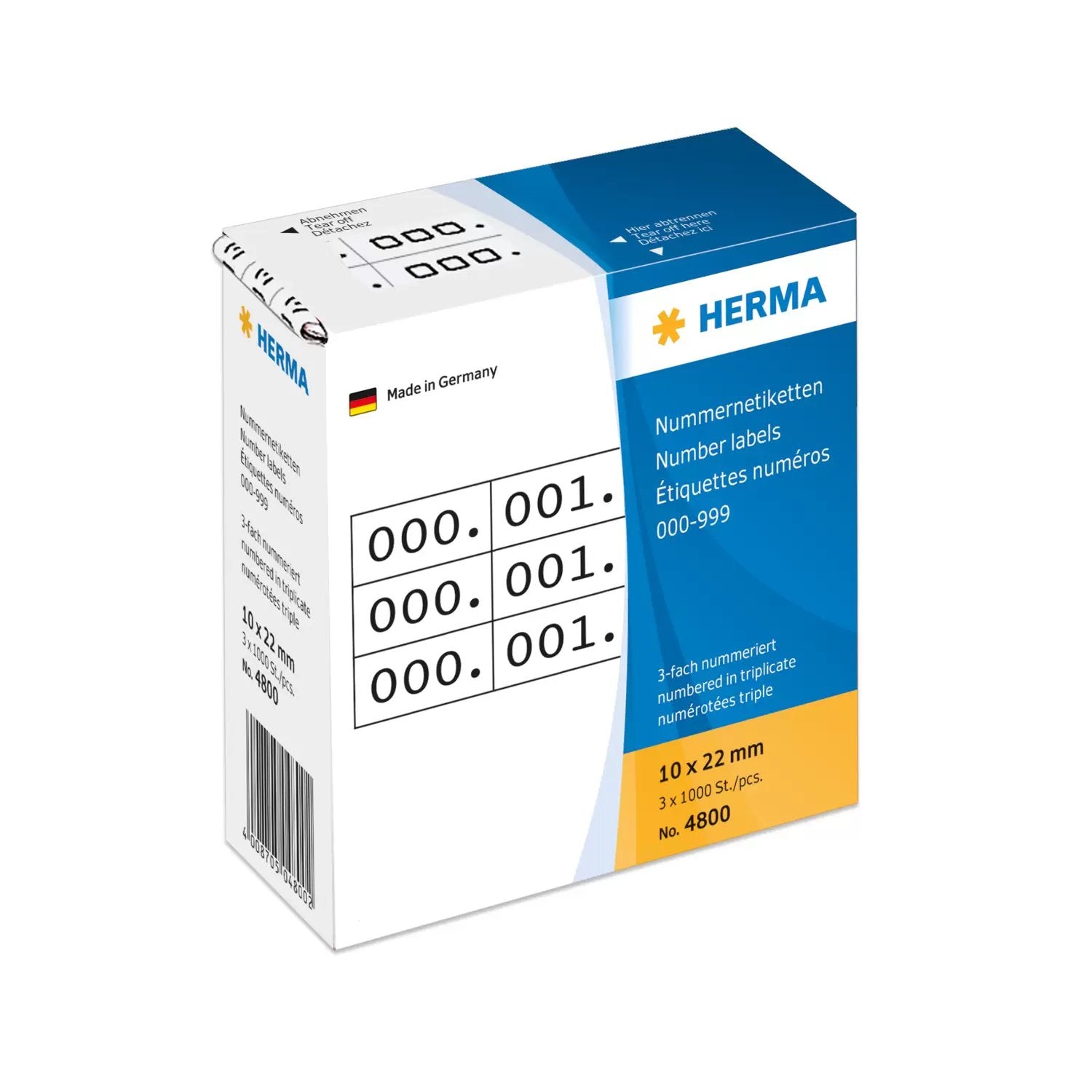 EAN 4008705048002 - HERMA 4800 etiqueta autoadhesiva Negro, Blanco 3000 pieza(s) imagen 1