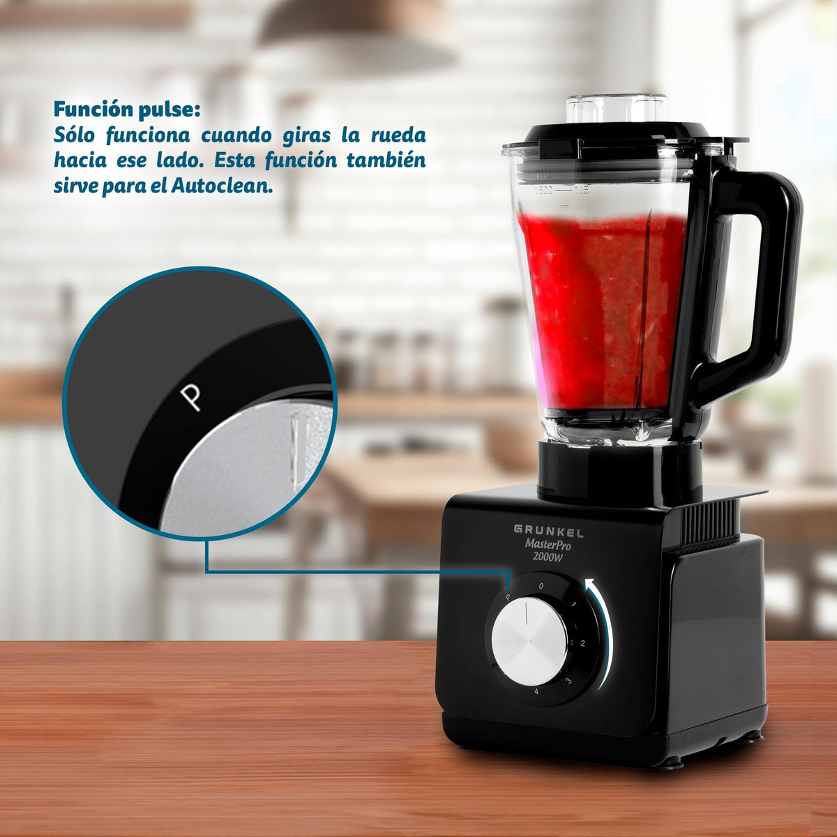 EAN 8426156018300 - Grunkel BAT-2000 MASTERPRO licuadora 1,5 L Batidora de vaso 2000 W Negro, Transparente imagen 5