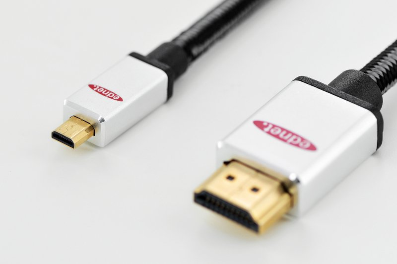Ednet 84489 Cable Hdmi 2 M Hdmi Tipo D (Micro) Hdmi Tipo A (Estándar) Negro, Plata