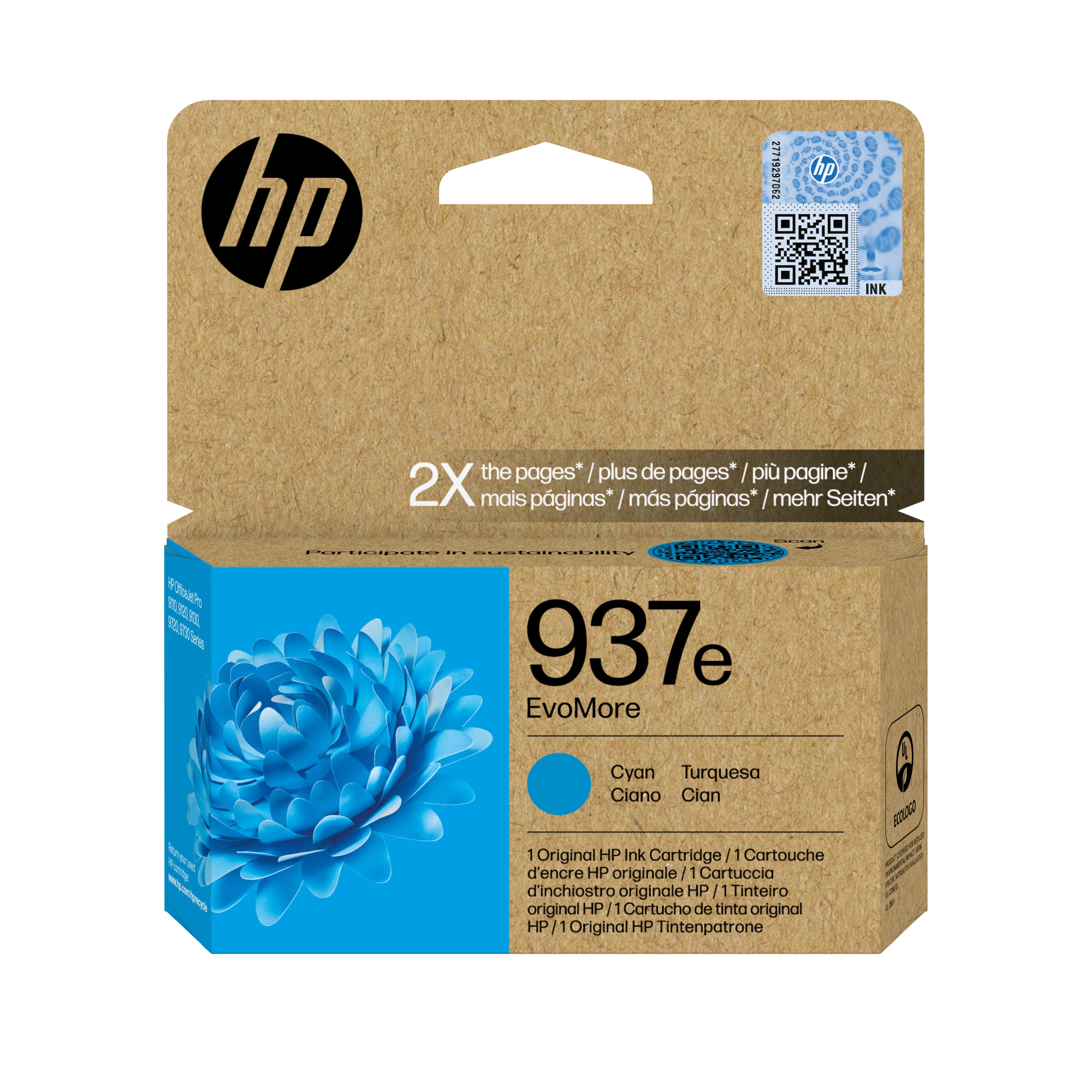 EAN 0196786147623 - HP 937e EvoMore Cyan Original Ink Cartridge cartucho de tinta 1 pieza(s) Alto rendimiento (XL) imagen 1